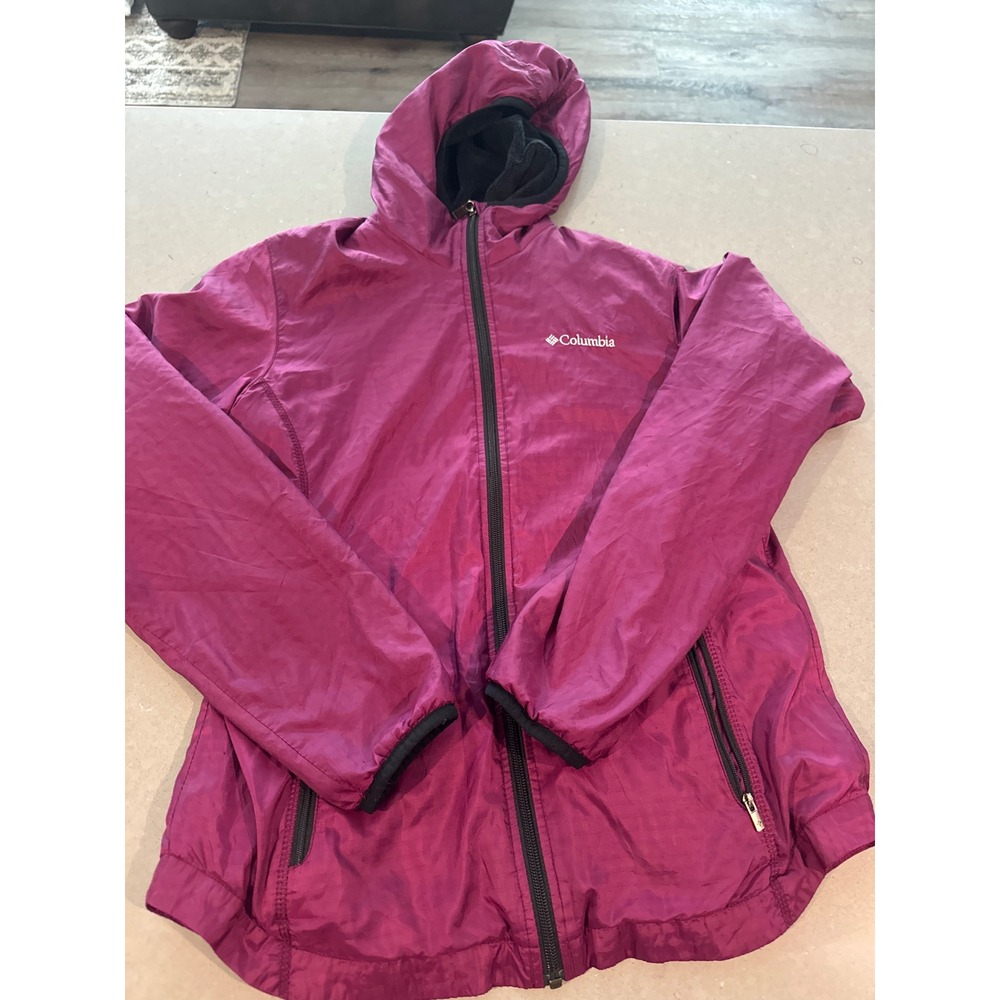 Columbia Womens small Hooded Jacket Lightweight Purple Full Zip Coat